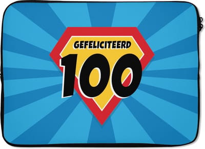 Laptophoes 14 inch - Jubileum - 100 jaar - Feest - Laptop sleeve - Binnenmaat 33x23 cm - Zwarte achterkant