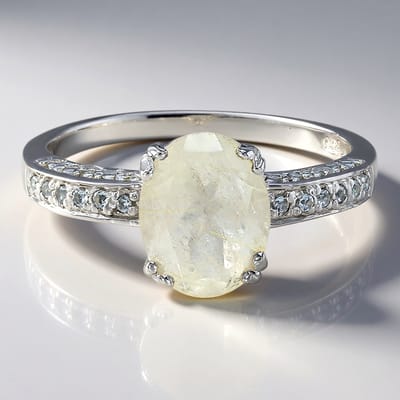 Cavill - Zilveren Ring - 925 Sterling Zilver - Rutielkwarts 1,75 ct Ovaal & Topaas Pavé 0,233 ct - Elegante Handgemaakte Braziliaanse Edelsteen