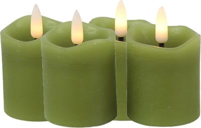 Countryfield LED kaarsen/stompkaarsenen - 4x st - groen - D5 x H7,2 cm - timer - warm wit