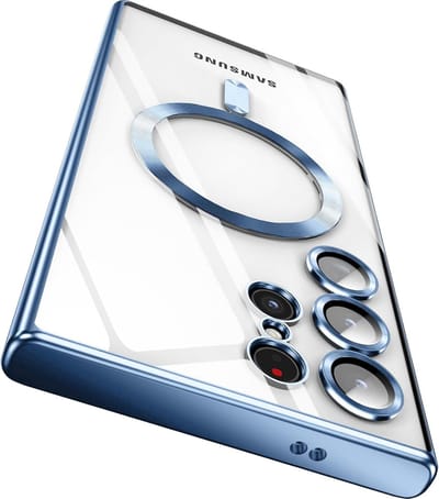 Hoesje Geschikt voor Samsung Galaxy S23 Ultra- Met magnetisch Ring hoesje - Arara backcover - Blauw