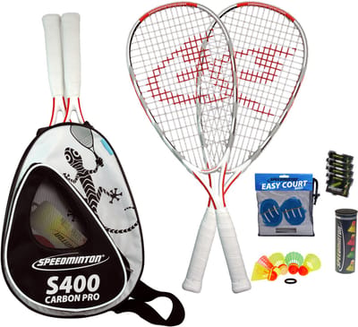 Speedminton S400 set - speedbadminton - crossminton - speed badminton set - wit/rood