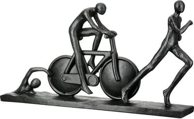 Gilde Handwerk - Beeld - Sculptuur - Triatlon - poly resin - 6x35x19 cm - kleur zwart