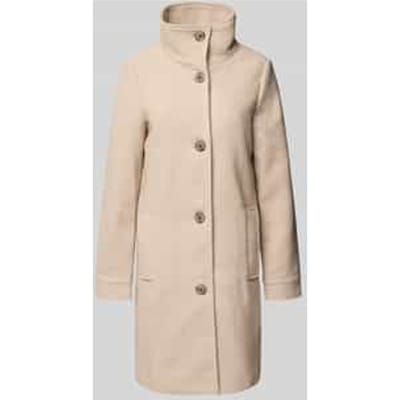 Tom Tailor - Wollen jas met opstaande kraag - Maat XL - beige heringbone