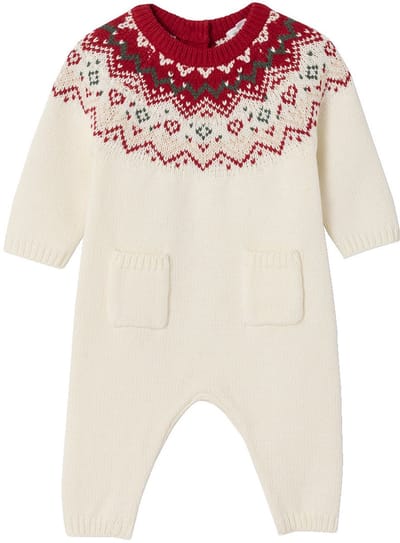 Vertbaudet 2-delige babyset met tricot babypakje + sokken in thema Kerst