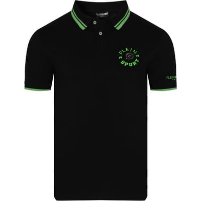 Plein Sport Twin Tipped Collar Tiger Design Op De Rug Zwart Poloshirt