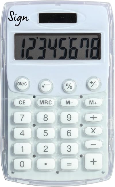 Zakrekenmachine - Compacte Rekenmachine - Snelle Berekeningen - Zonne-energie - 7x13.5x2 cm - Wit