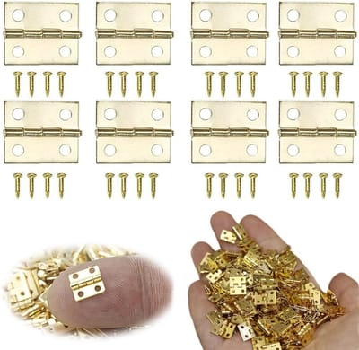 Kleine Mini Scharnieren voor Meubels - 100 Stuks Gouden Scharnieren voor DIY Houten Sieradenkisten en Poppenhuizen