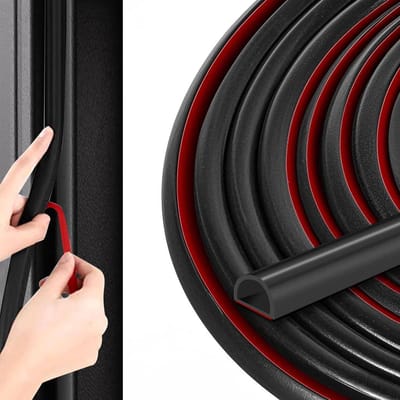 6M D-vormige rubberen weerstrippen deurafdichtingsstrip, zelfklevende siliconen tochtstopper weerstrippen voor deurkozijnen ramen geluiddicht isolatiepak voor 3 tot 6 mm spleet
