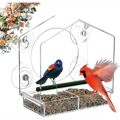 Nexvo® Vogelvoederhuisje raam - Vogelhuisjes - Doorzichtig met Zuignap - Duidelijk - 21cm x 10cm x 20cm;227 g