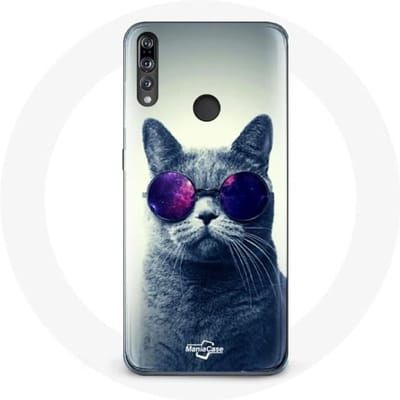 Hoesje voor Huawei p30 lite Cat Paarse Brilstijl