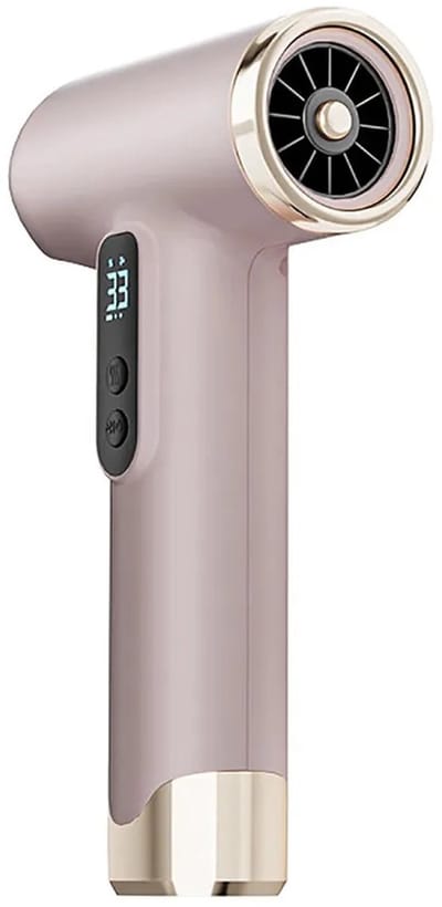 Draadloze föhn, draagbare föhn met led-display, 100.000 toeren per minuut, 18W snelladen, 200W vermogen, 15600mAh batterij, roze.