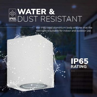 HOFTRONIC Set van 2 Marion LED wandlampen - Dimbaar - 4 Watt 345 lumen - IP65 Waterdicht - GU10 - 2700K Warm Wit - Dimbaar - Binnen & buiten - Wit -