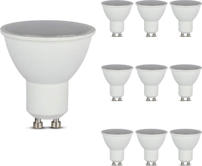 V-TAC - Mega Voordeelpack - 10x GU10 LED Lampen - 4,5 Watt 400 Lumen - 6500K Daglicht wit - Vervangt 35 Watt - 100 graden stralingshoek - GU10 LED Spot