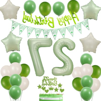 Sage Green Ballonnen voor 27e Verjaardag, Avocado Groene Decoratie voor Feest, 27 Jaar Vrouw en Man Versiering