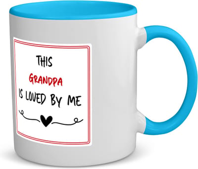 Akyol - this grandpa is loved by me koffiemok - theemok - blauw - Opa - iemand die houdt van zijn opa - verjaardag - cadeautje voor opa - opa artikelen - kado - geschenk - 350 ML inhoud