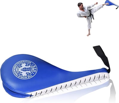 Duurzame - Oogverblindende Pads - Taekwondo Dubbele Kick Strike Pad - Doel Karate Kickboksen Voor Kinderen - Jongeren - Volwassenen (Blauw)
