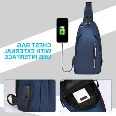 Duurzame schoudertas met USB-oplaadpoort voor mannen - Ideaal voor reizen, wandelen en sportactiviteiten