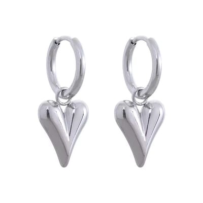 Hartjes oorbellen zilverkleurig | Hartjes Oorbellen | Roestvrijstaal | Dames Sieraden | Oorbellen | Roestvrij Staal |