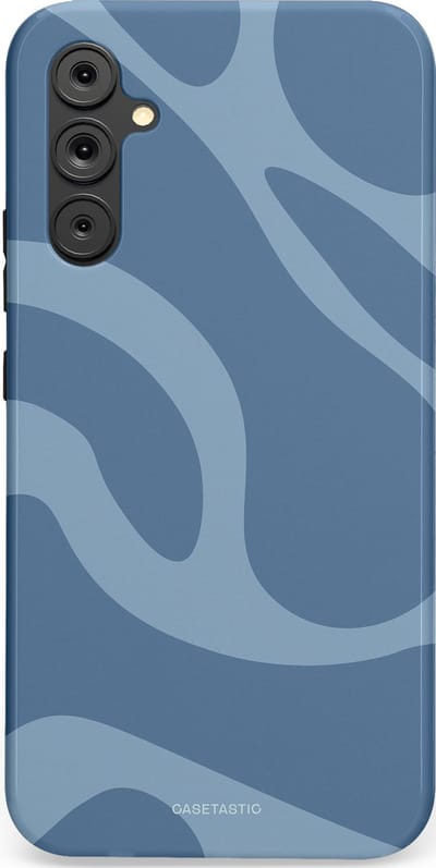 Casetastic hoesje geschikt voor Samsung Galaxy A34 (2023) 5G - Dubbellaagse bescherming - Blauwe Water Golven - Fashion Case - Grijs Lichtblauw