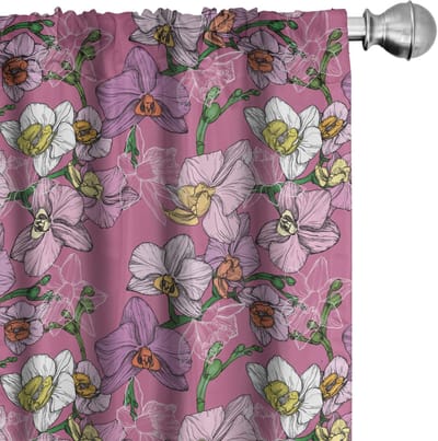 ABAKUHAUS Orchidee Gordijnen – 2x75x245 cm – Gebloemd
