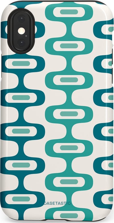 Casetastic hoesje geschikt voor Apple iPhone X / Apple iPhone XS - Dubbellaagse bescherming - Vormen vibe - Fashion Case - Wit Petrol Lichtgrijs Mintgroen
