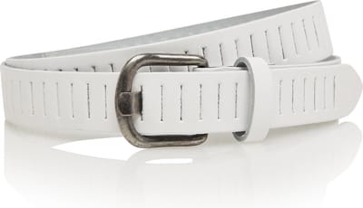 Timbelt Leren gleufjes riem wit - 100% leer - maat 85 - totale lengte 100
