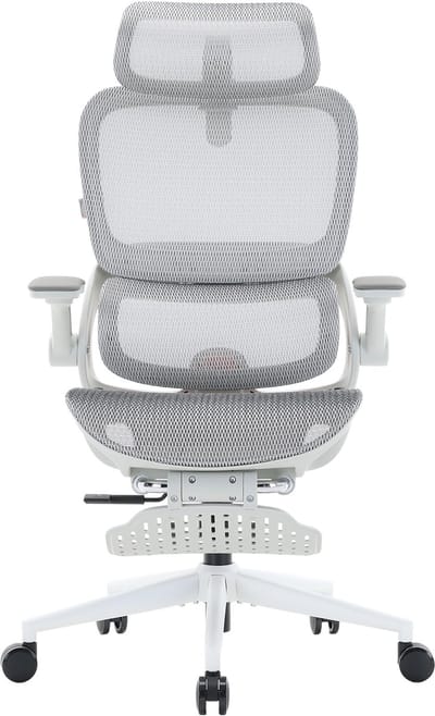 SIHOO B100 Pro Ergonomische Bureaustoel - Verbergbare Voetsteun - 4D Adaptieve Dynamische Lumbale Steun - 3D Extra Brede Hoofdsteun - 4D Ophoudbare Armsteunen - Grijs