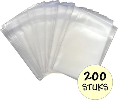200x Cellofaan Zakjes Frosted 8x10 cm - 200 Stuks Uitdeelzakjes - Zakjes Met Plakstrip - Zelfklevende Zakjes - Mat Transparant - 200 Stuks