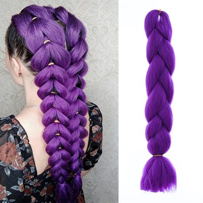 Duivel Jacht Groep Rumicos Pruik Paars Gefrituurde Deeg Twists Boksen Vlecht Paardenstaart Weving Pluizige Haarverlenging 24inches purple