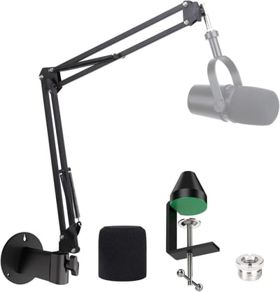 Verstelbare Wandmontage Boomarm met Microfoon Schuim en Tafelmontage Klem voor Microfoons en Geluidsopnames