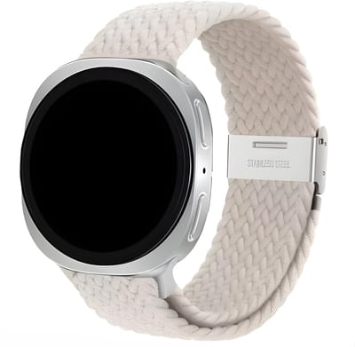 Innerlight® Nylon+ - Creme Wit - Smartwatchbandje geschikt voor Samsung Galaxy Watch 8 - Nylon Smartwatchbandje - Smartwatchband geschikt voor Samsung Galaxy Watch 8 44mm / Samsung Galaxy Watch 8 46mm / Classic