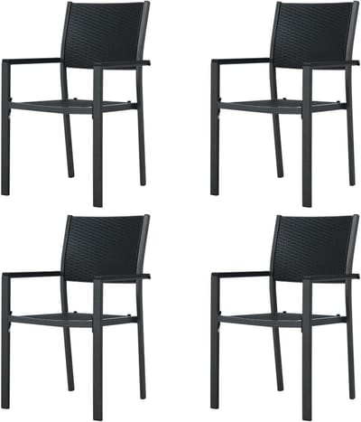 Tuinstoelen 4 stuks - Terrasstoelen zitmeubelen - Buiten Zitten - Rotan-look kunststof - 585 x 535 x 885 cm - Zwart