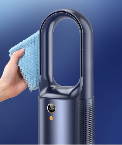 Fluisterstille, oplaadbare tafelventilator zonder bladen – veilig, stijlvol en chic met revolutionaire luchtstroom