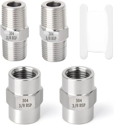 RVS 304 Binnendraad Buitendraad Schroefdraad Koppeling 3/8 Inch BSP 4 Stuks