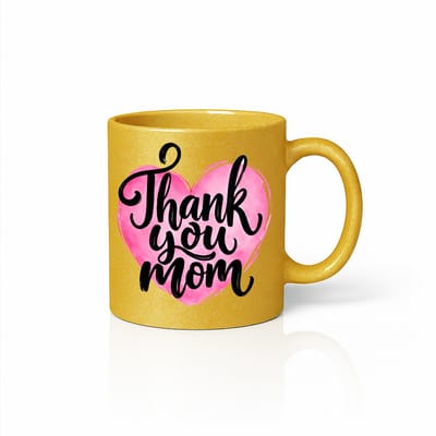 Thank You Mom Mok - Roze Hart - Moederdag Cadeau - Luxe Metallic Beker - Goud
