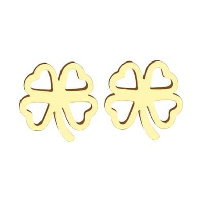 Fako Bijoux® - Oorbellen - Steker - Stainless Steel - Klavertje Vier - Goudkleurig