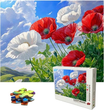 Bloemen Puzzel - Landschap Legpuzzel - Ontspanning Thuis - Houten Delen - 1565 x 1055 cm - Gekleurd