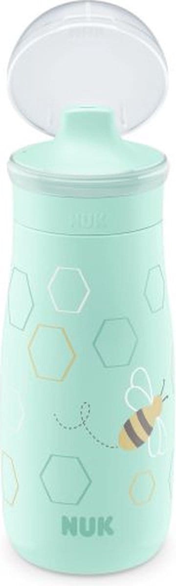 Nuk Mini-Me Sip Cup drinkfles - met bijtvaste drinkdeksel 300 ml - Bij - Mint- 9+ m