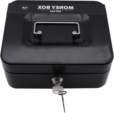 Muntenbank Met Slot - Opbergkluis Geld - Veilig Sparen - Stevige Handgreep - 20 x 16 x 9 cm - Zwart