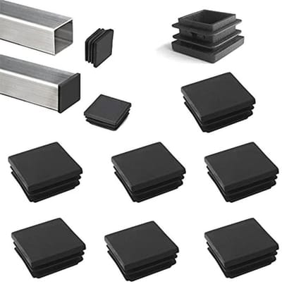 Vierkante kunststof stekkers voor buispalen - 6 stuks - 75 x 75 mm - Zwart