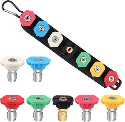 Hogedrukreiniger Sproeiers Set 7 Stuks - 1/4 Inch Quick Connect Nozzle Tips met Houder - Spuitmonden Accessoires voor Hogedrukreiniger
