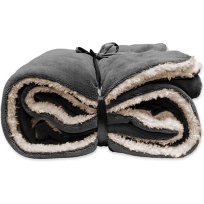 Unique Living | lars coral fleece/suede plaid 150x200cm dark grey