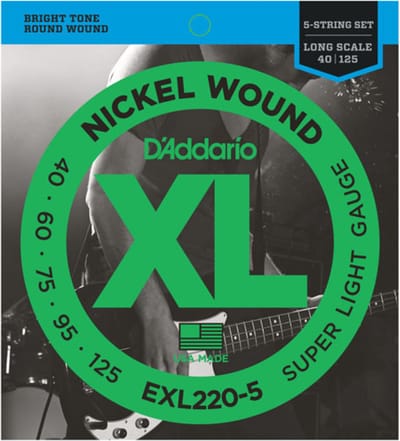 D'Addario EXL220-5 Bassnaren 5-Snarig (40-125) Super Light