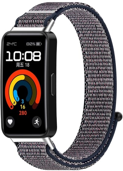 By Qubix - Sport loop nylon bandje - Blauw gemêleerd - geschikt voor Huawei Band 10 / 9 / 8