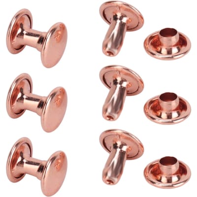300 Sets Leren Klinknagels 6x8mm 7x8mm 8x8mm Roségoud Sterke Metalen Dubbelkoppige Klinknagels voor Hoed Riem Schoenen beige