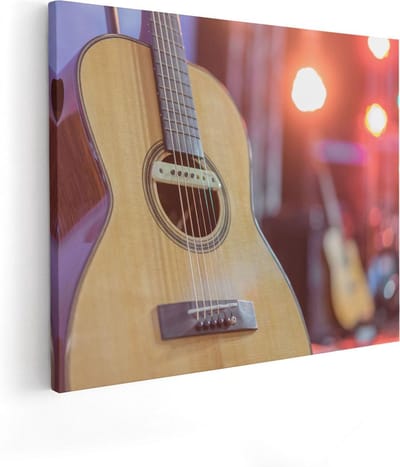 Artaza Canvas Schilderij Akoestische Gitaar - 50x40 cm - Muurdecoratie Muziek - Wanddecoratie Woonkamer - Kamer Accessoires