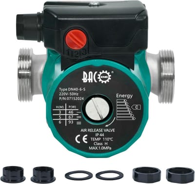 Verwarmingspomp - Circulatiepomp - Centrale Verwarming - Roestvrij Staal - 130 mm - Zilver