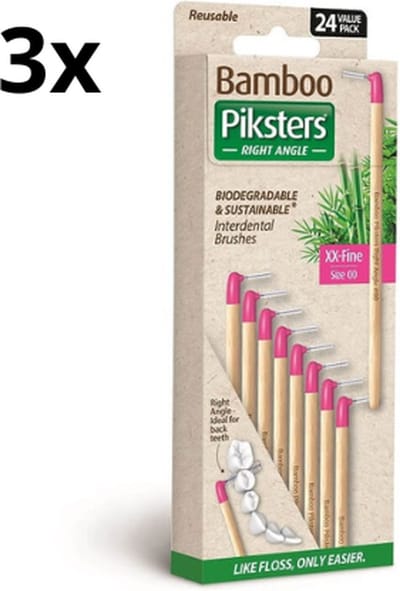 3x Piksters Bamboe Ragers Hoek - Maat 00 XX - Fijn Roze - 24 stuks