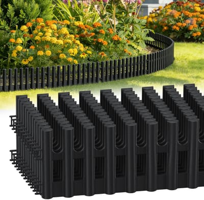 Flexibele grasrand / borderafscheiding - 12 stuks (5,2 m) - 13 cm hoog - UV-bestendig kunststof - antraciet - eenvoudige montage met 24 haringen