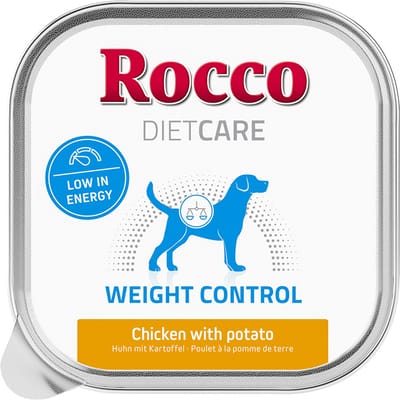 10x150g Rocco Diet Care Weight Control Kip met Aardappel Kuipje Honden natvoer